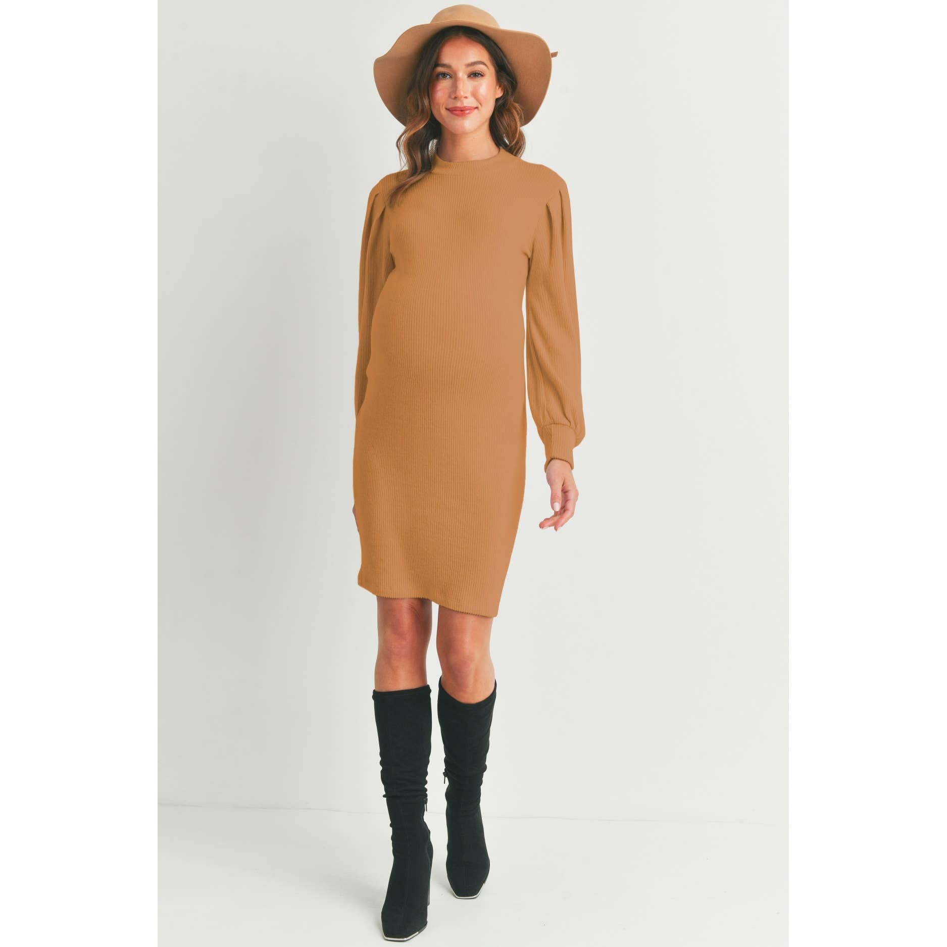 Ribbed Long Sleeve Maternity Knit Dress