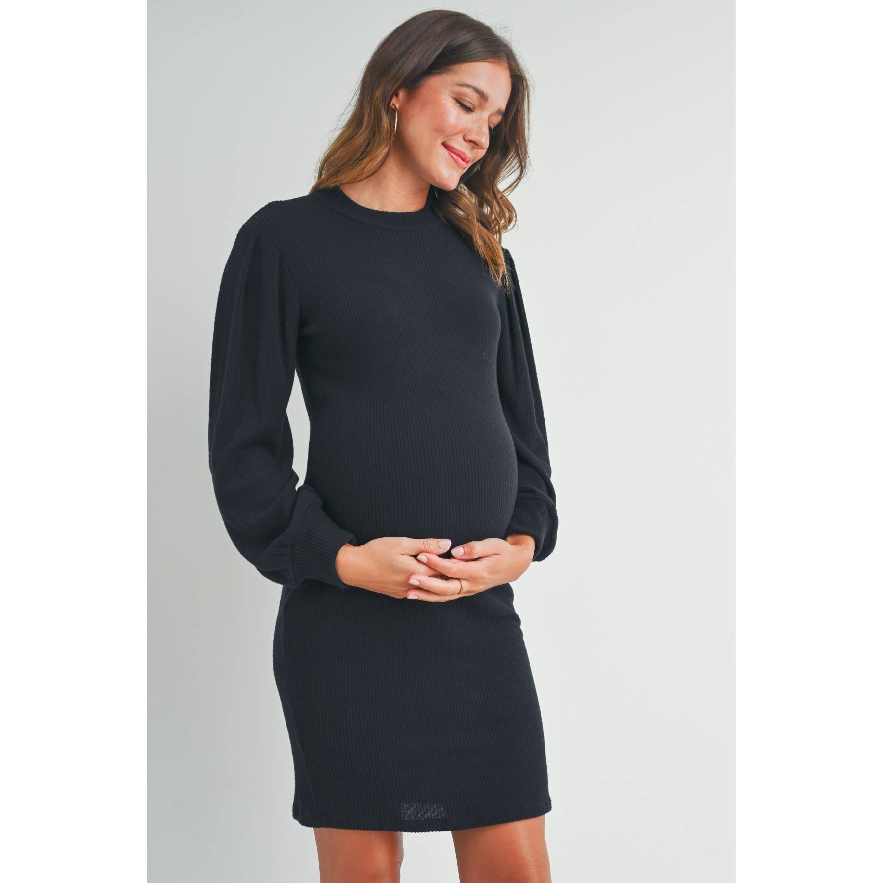 Ribbed Long Sleeve Maternity Knit Dress