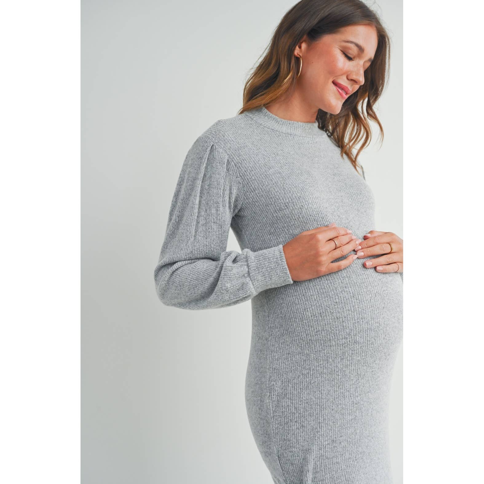 Ribbed Long Sleeve Maternity Knit Dress