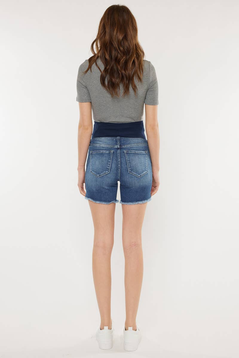 MATERNITY FULL BAND  DENIM SHORTS