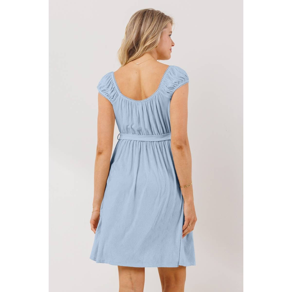 Lace Trim Cap Sleeve Maternity Babydoll Dress