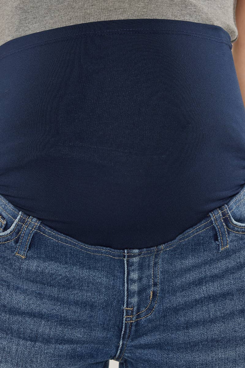 MATERNITY FULL BAND  DENIM SHORTS