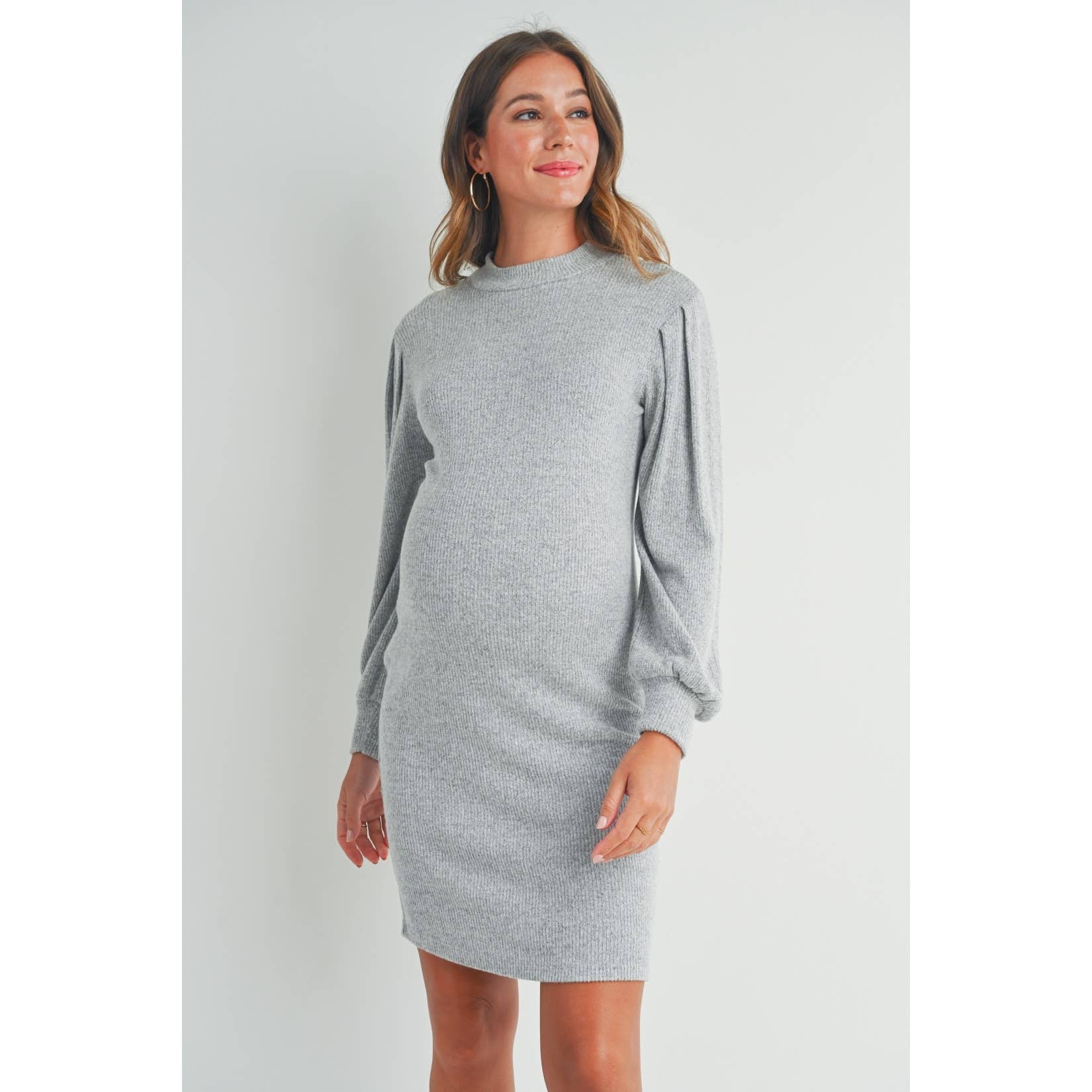 Ribbed Long Sleeve Maternity Knit Dress