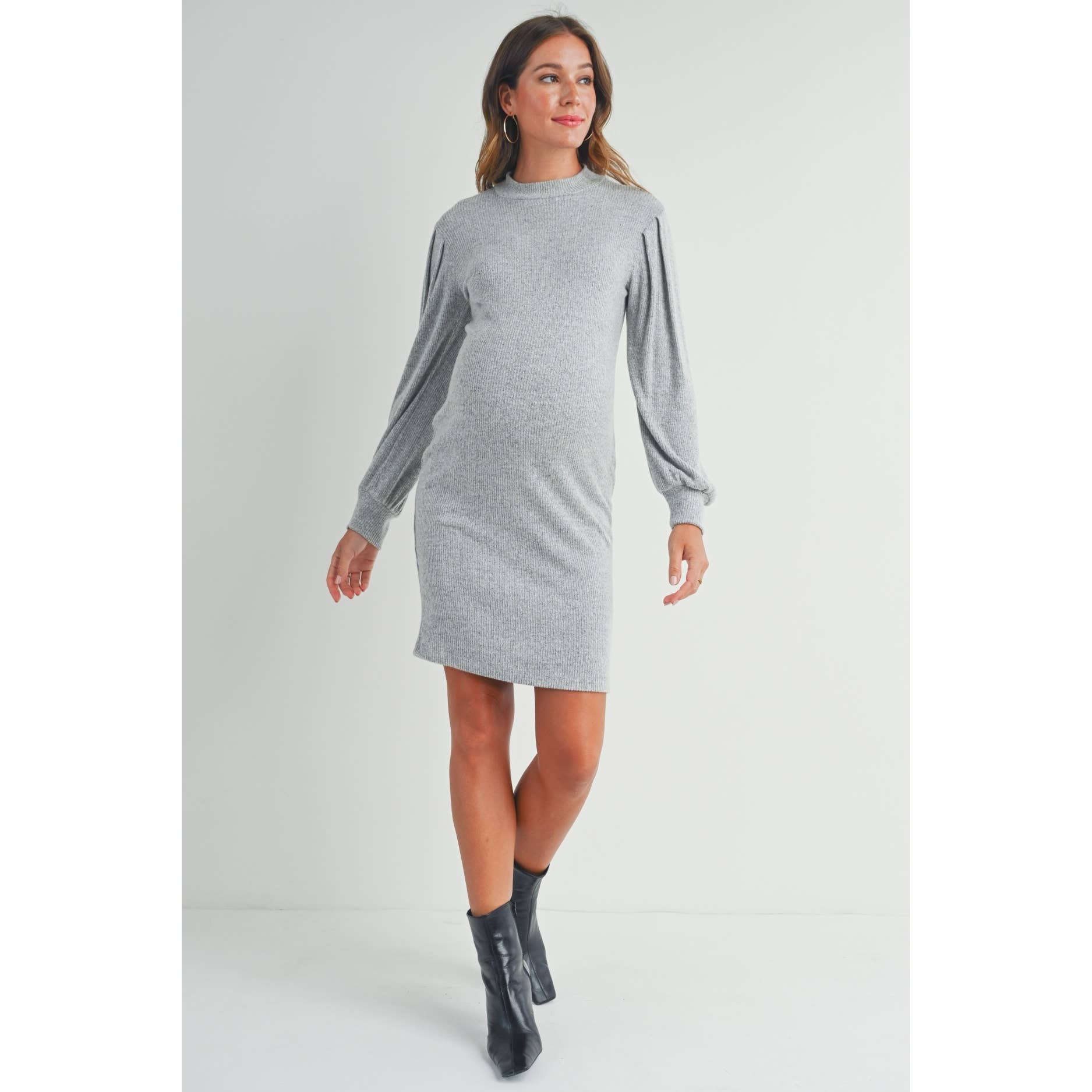 Ribbed Long Sleeve Maternity Knit Dress