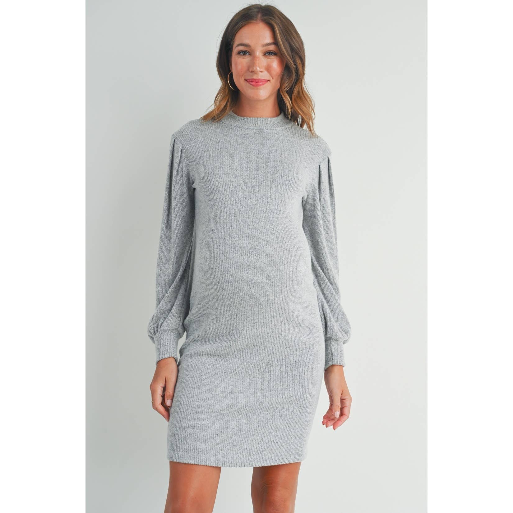 Ribbed Long Sleeve Maternity Knit Dress
