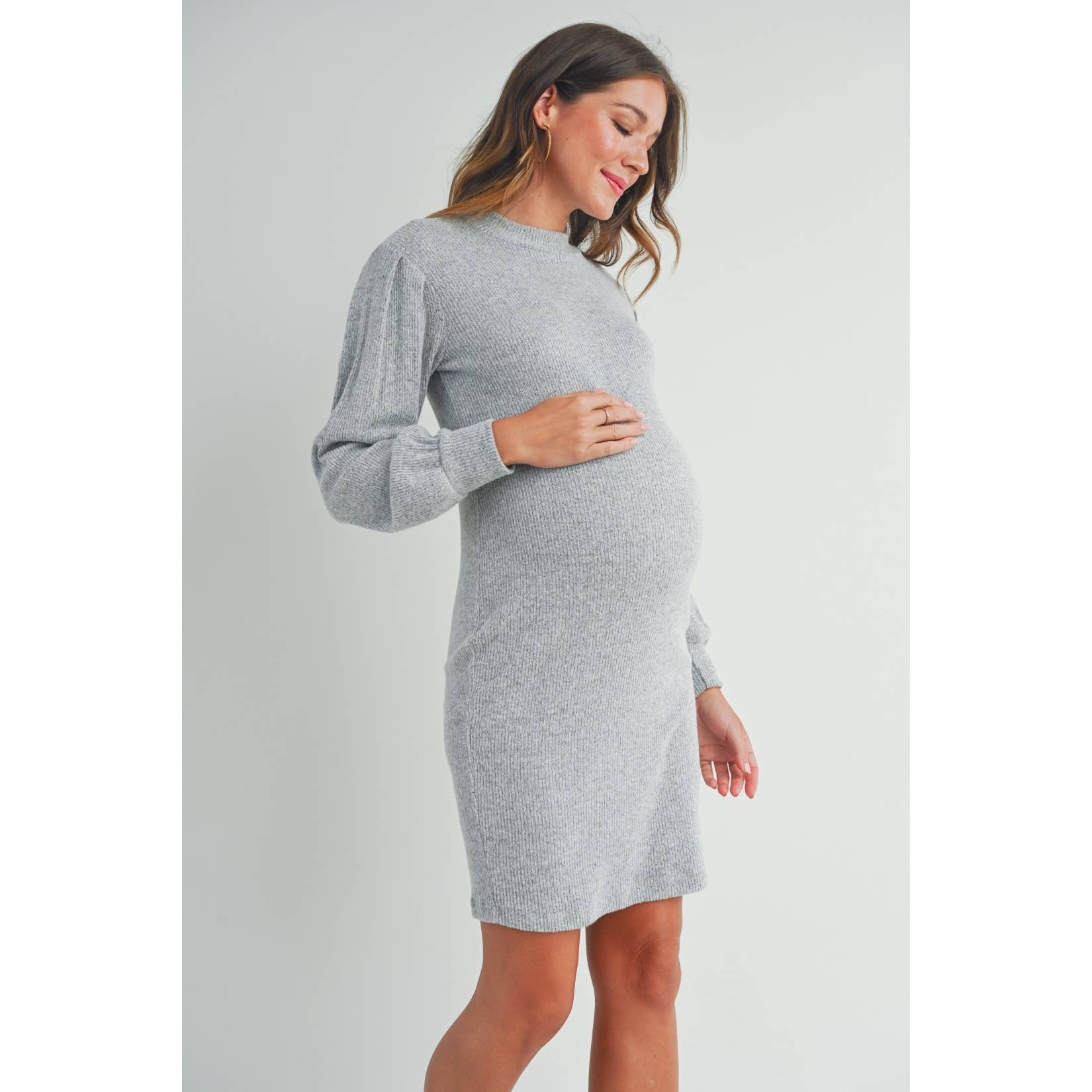 Ribbed Long Sleeve Maternity Knit Dress